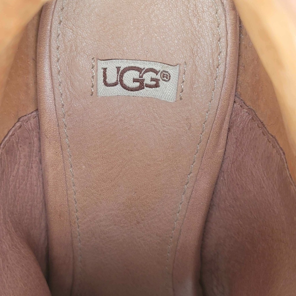 UGG Hamra Womens 8 US Woven Leather Peep Toe Wedge Booties Boho Chestnut 1002897 - Picture 5 of 15